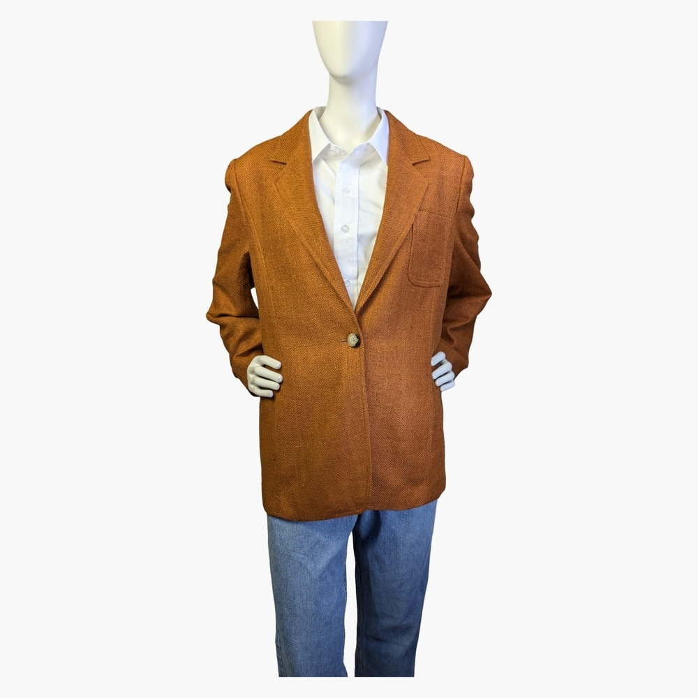 Vintage 100% Silk Textured Blazer By Ellen Tracy | Rust | Size 12